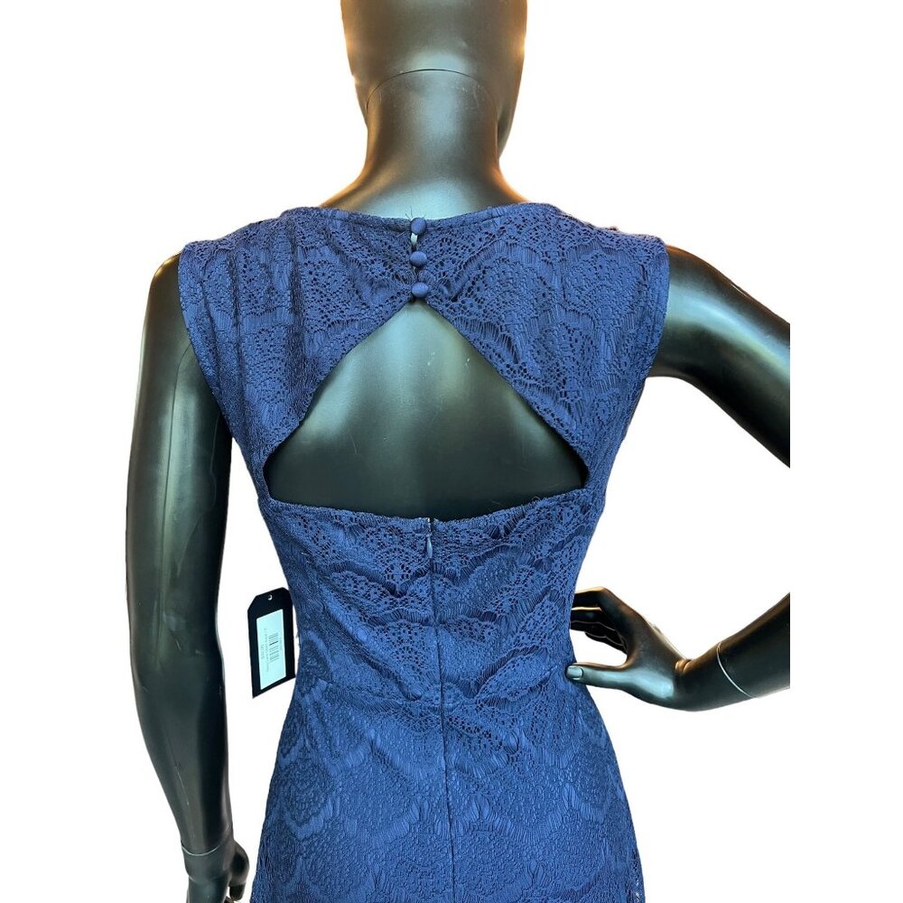 Navy Lace Open Back Short Dress